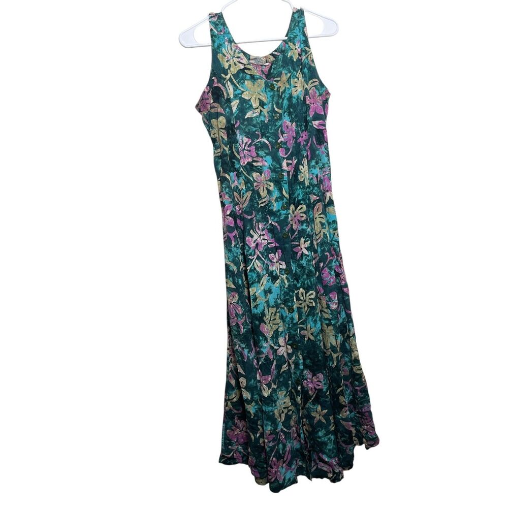 Far Away Dress Women's Large Floral Sleeveless V-Neck Button Resort Midi